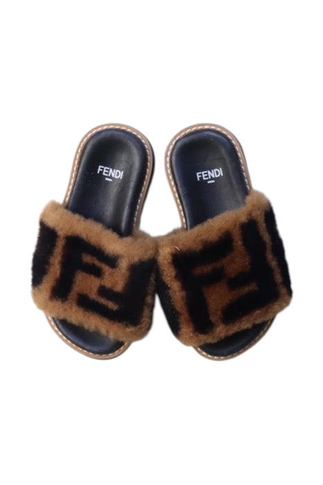 A Brown Slippers from Fendi in size 3T for girl. (Back View)