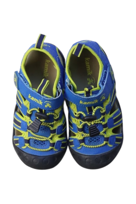 A Blue Sandals from Kamik in size 5T for neutral. (Back View)