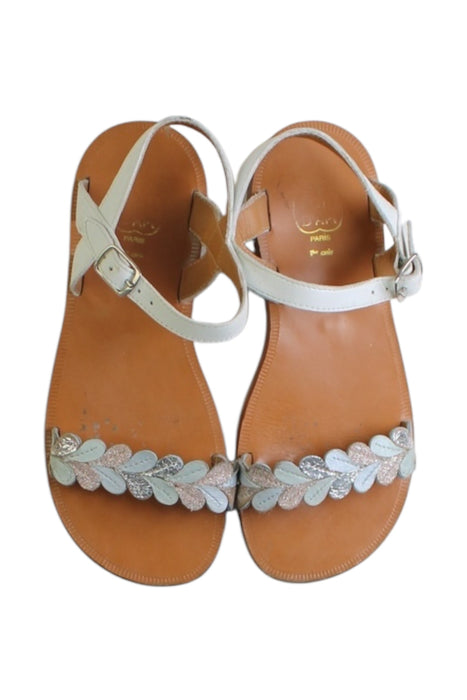 A Brown Sandals from Pom d’Api in size 9Y for girl. (Back View)