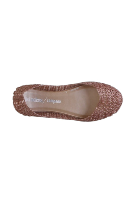 A Beige Flats from Mini Melissa in size 7Y for girl. (Front View)
