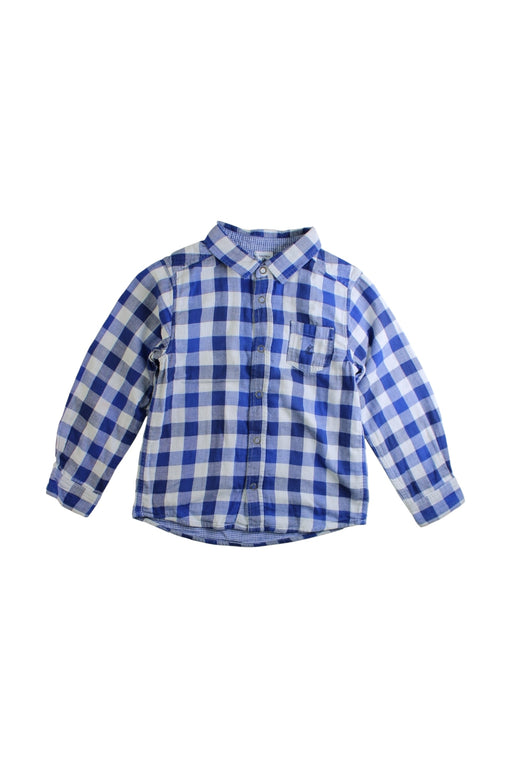 A Blue Long Sleeve Shirts from Petit Bateau in size 6T for boy. (Front View)