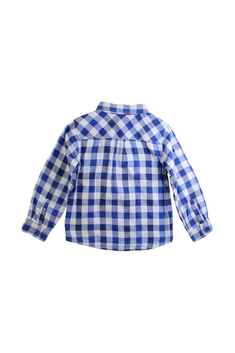 A Blue Long Sleeve Shirts from Petit Bateau in size 6T for boy. (Back View)