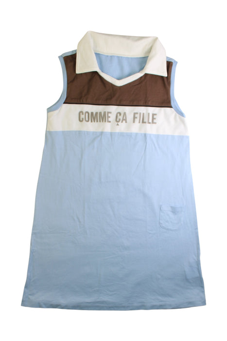 A Blue Sleeveless Dresses from Comme Ça Fille in size 8Y for girl. (Front View)