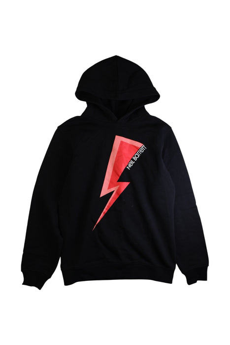 A Black Hooded Sweatshirts from Neil Barrett Kids in size 12Y for boy. (Front View)