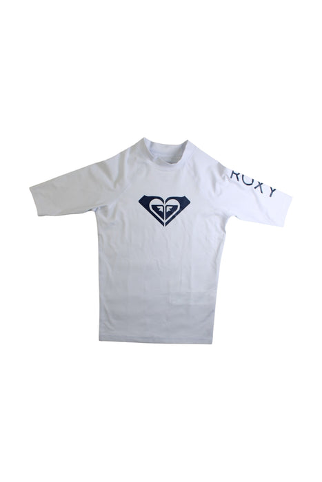 A White Rash Guards from Roxy in size 8Y for girl. (Front View)