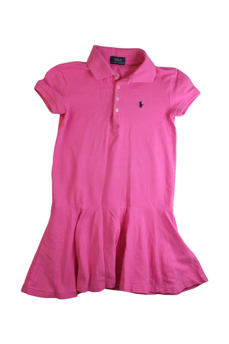 A Pink Short Sleeve Dresses from Polo Ralph Lauren in size 7Y for girl. (Front View)
