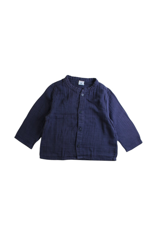 A Navy Long Sleeve Shirts from Petit Bateau in size 12-18M for neutral. (Front View)