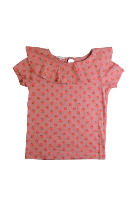 A Peach Short Sleeve Tops from Oeuf in size 4T for girl. (Front View)