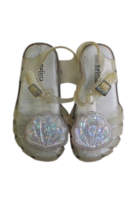 A Transparent Sandals from Mini Melissa in size 3T for girl. (Back View)
