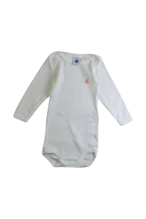 A White Long Sleeve Bodysuits from Petit Bateau in size 3-6M for boy. (Front View)