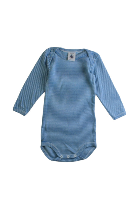 A Blue Long Sleeve Bodysuits from Petit Bateau in size 3-6M for boy. (Front View)