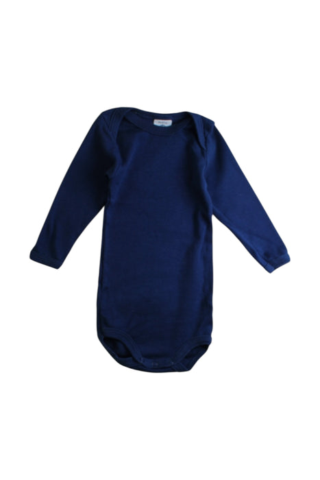 A Navy Long Sleeve Bodysuits from Petit Bateau in size 3-6M for boy. (Front View)