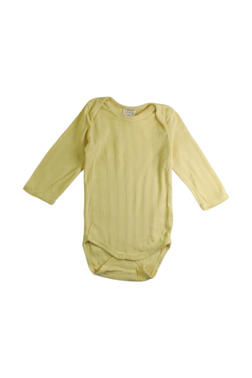 A Yellow Long Sleeve Bodysuits from Nature Baby in size 3-6M for boy. (Front View)