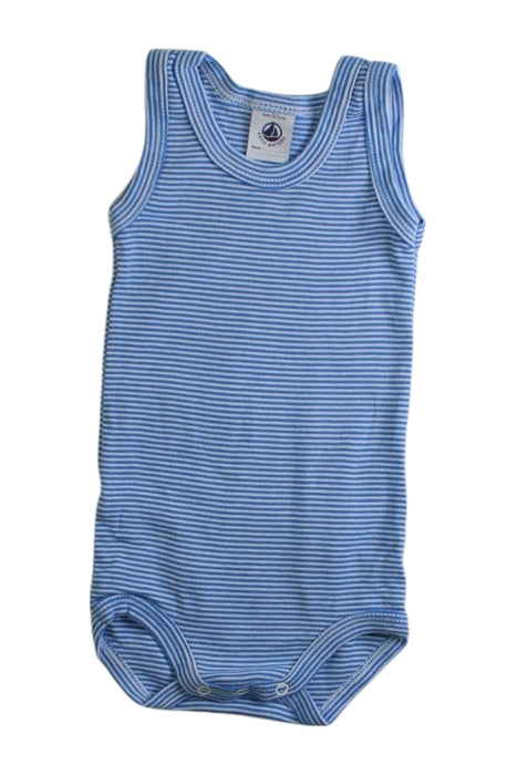 A Blue Sleeveless Bodysuits from Petit Bateau in size 3-6M for boy. (Front View)