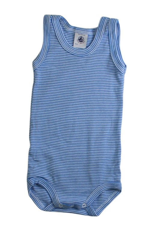 A Blue Sleeveless Bodysuits from Petit Bateau in size 3-6M for boy. (Front View)