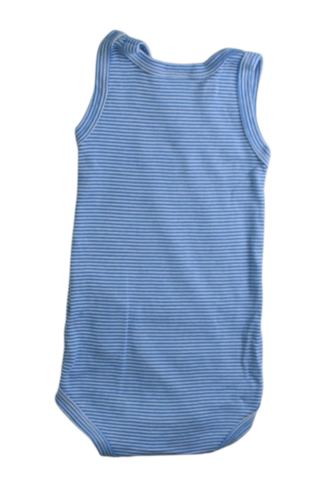 A Blue Sleeveless Bodysuits from Petit Bateau in size 3-6M for boy. (Back View)