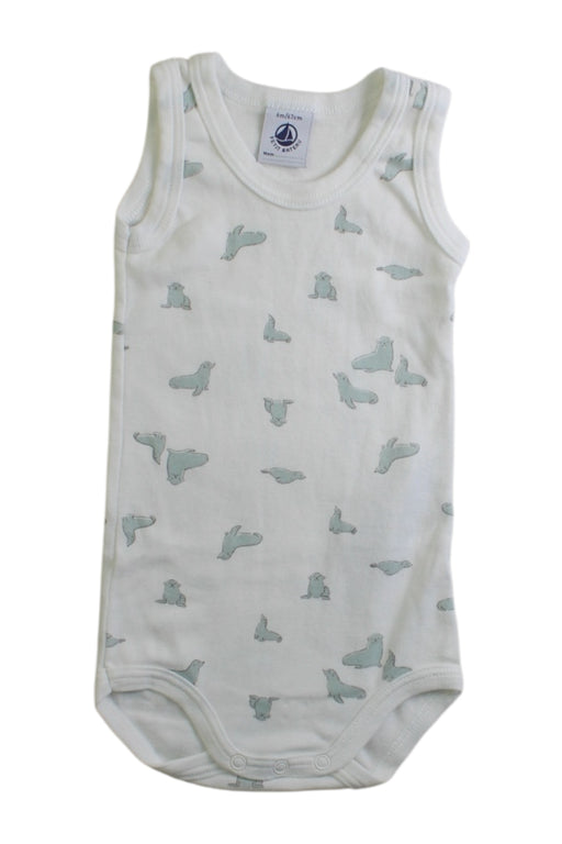 A White Sleeveless Bodysuits from Petit Bateau in size 3-6M for boy. (Front View)