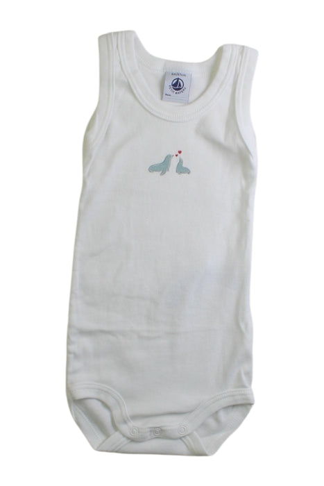 A White Sleeveless Bodysuits from Petit Bateau in size 3-6M for boy. (Front View)