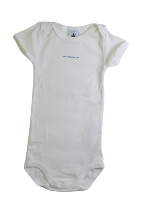 A White Short Sleeve Bodysuits from Petit Bateau in size 3-6M for boy. (Front View)