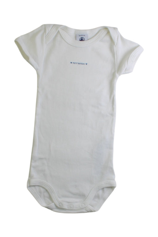 A White Short Sleeve Bodysuits from Petit Bateau in size 3-6M for boy. (Front View)