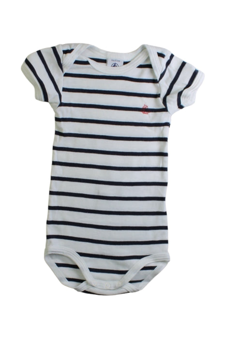 A White Short Sleeve Bodysuits from Petit Bateau in size 3-6M for boy. (Front View)