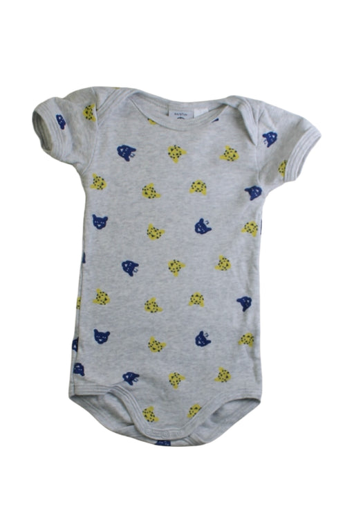 A Grey Short Sleeve Bodysuits from Petit Bateau in size 3-6M for boy. (Front View)