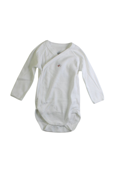 A White Long Sleeve Bodysuits from Petit Bateau in size 3-6M for boy. (Front View)