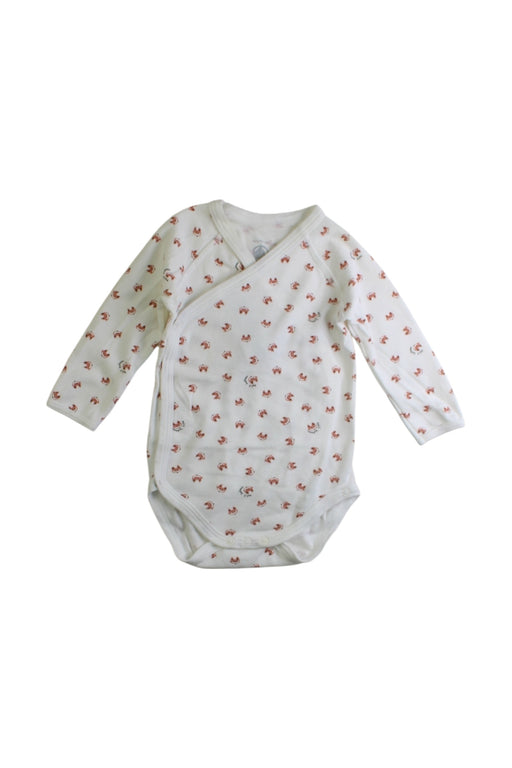 A White Long Sleeve Bodysuits from Petit Bateau in size 3-6M for boy. (Front View)