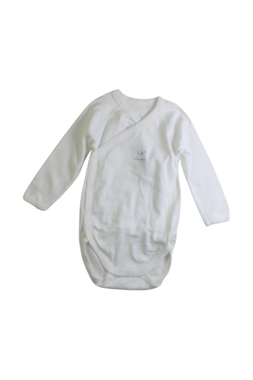 A White Long Sleeve Bodysuits from Petit Bateau in size 3-6M for boy. (Front View)