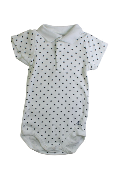 A White Short Sleeve Bodysuits from Petit Bateau in size 3-6M for boy. (Front View)