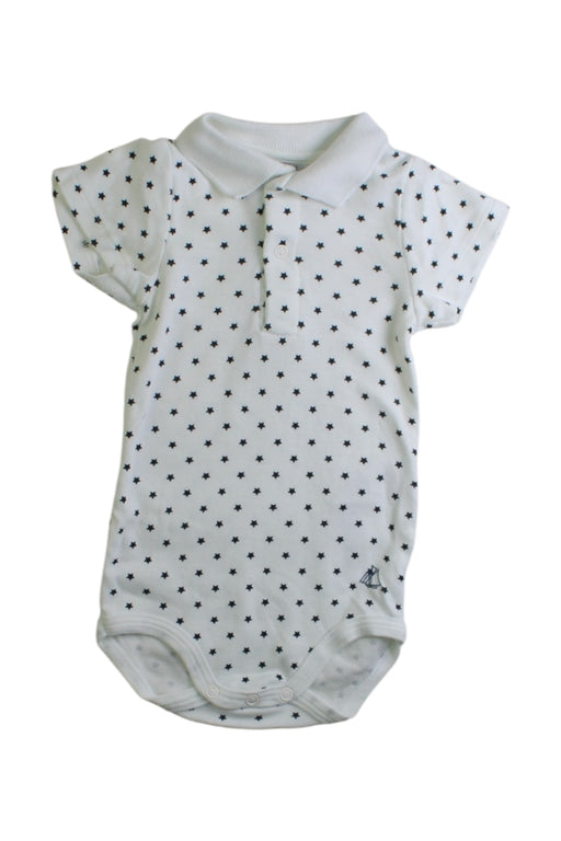 A White Short Sleeve Bodysuits from Petit Bateau in size 3-6M for boy. (Front View)