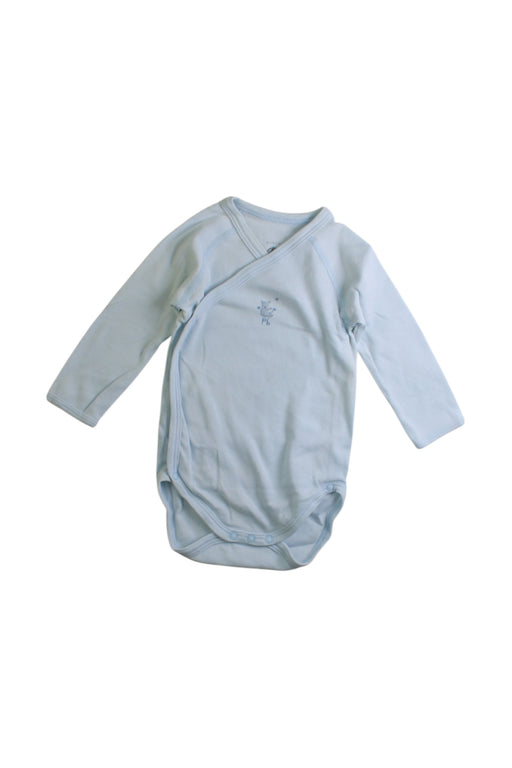 A Blue Long Sleeve Bodysuits from Petit Bateau in size 3-6M for boy. (Front View)