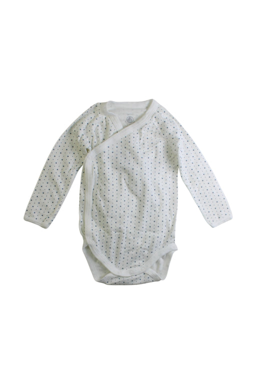 A White Long Sleeve Bodysuits from Petit Bateau in size 6-12M for boy. (Front View)