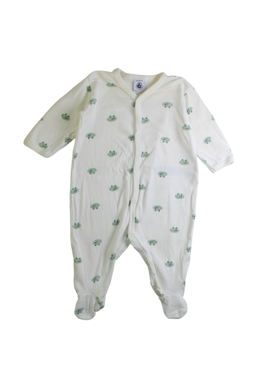 A White Onesies from Petit Bateau in size 0-3M for boy. (Front View)
