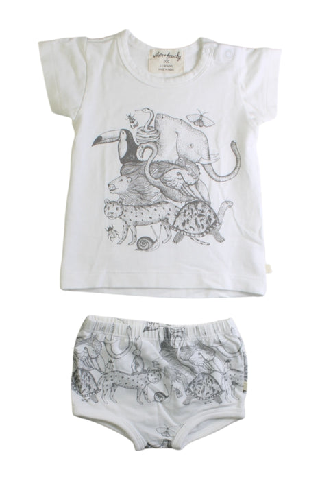 A White Shorts Sets from Wilson & Frenchy in size 0-3M for boy. (Front View)