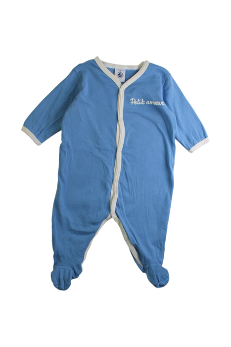 A Blue Onesies from Petit Bateau in size 0-3M for boy. (Front View)