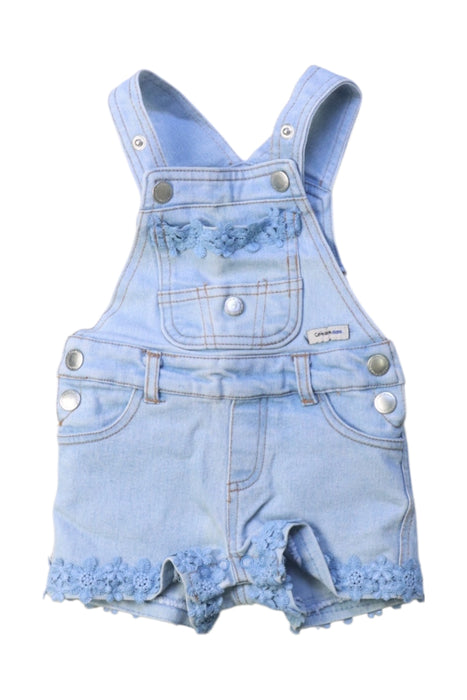 A Blue Overall Shorts from Calvin Klein in size 3-6M for neutral. (Front View)