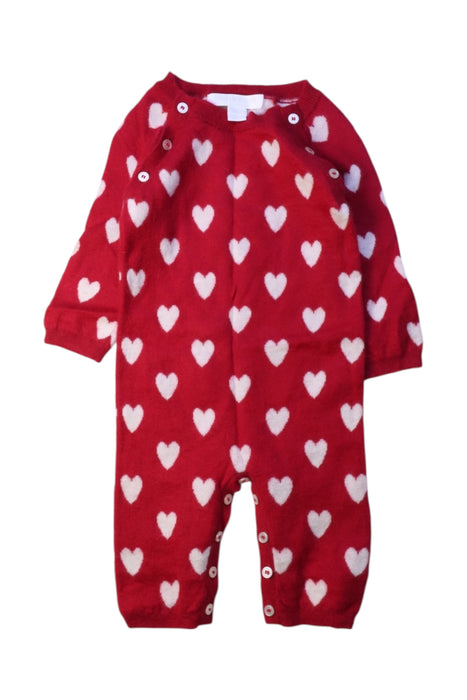 A Red Long Sleeve Rompers from Burberry in size 0-3M for girl. (Front View)