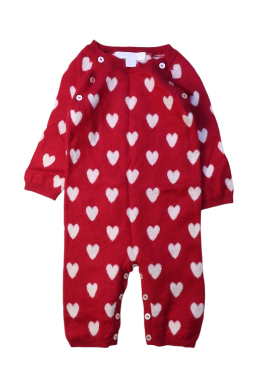 A Red Long Sleeve Rompers from Burberry in size 0-3M for girl. (Front View)