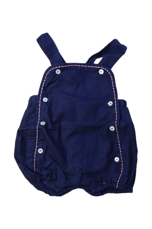 A Navy Overall Shorts from Jacadi in size 6-12M for girl. (Front View)