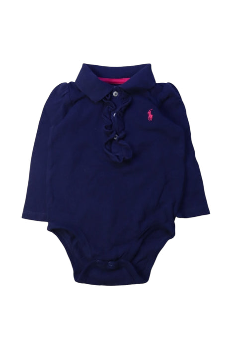 A Navy Long Sleeve Bodysuits from Ralph Lauren in size 6-12M for girl. (Front View)