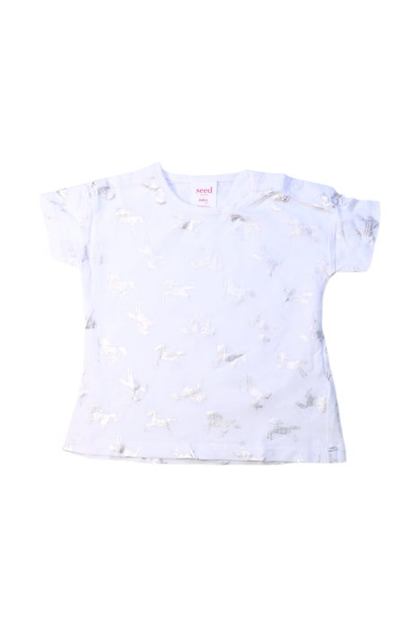 A White Short Sleeve Tops from Seed in size 3-6M for girl. (Front View)