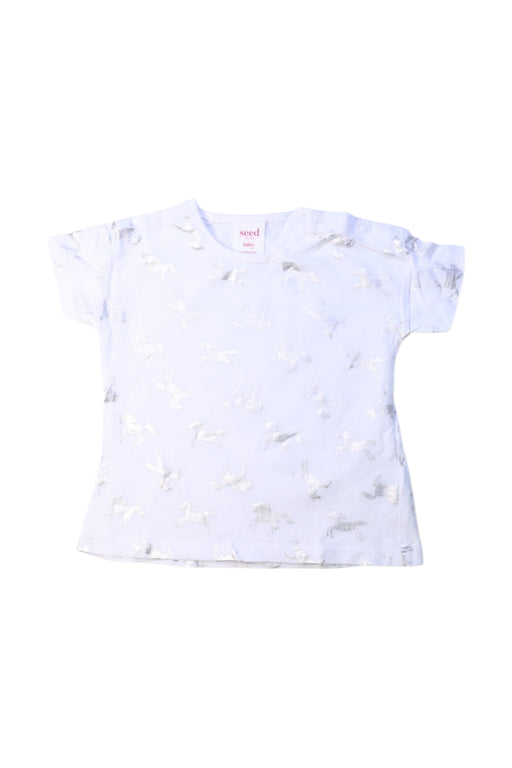 A White Short Sleeve Tops from Seed in size 3-6M for girl. (Front View)