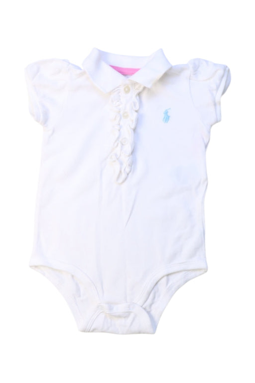 A White Short Sleeve Bodysuits from Ralph Lauren in size 3-6M for girl. (Front View)