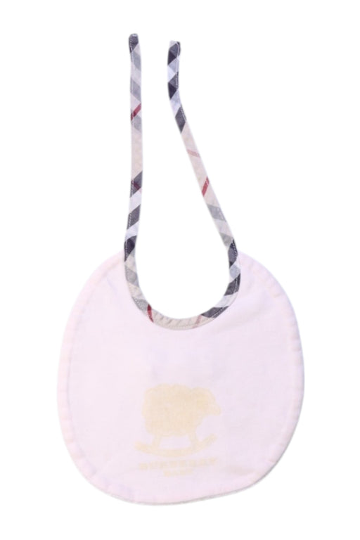 A White Bibs from Burberry in size 6-12M for girl. (Front View)