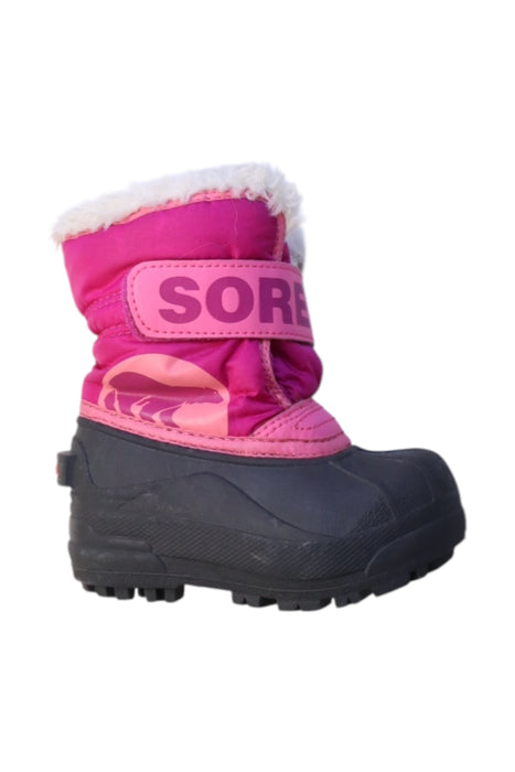 A Pink Winter Boots from Sorel in size 18-24M for girl. (Front View)