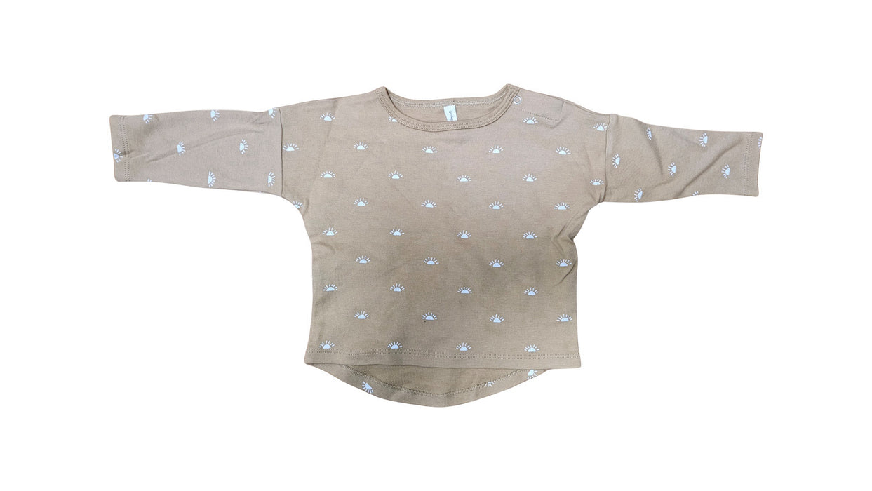 A Beige Long Sleeve Tops from Quincy Mae in size 6-12M for neutral. (Front View)