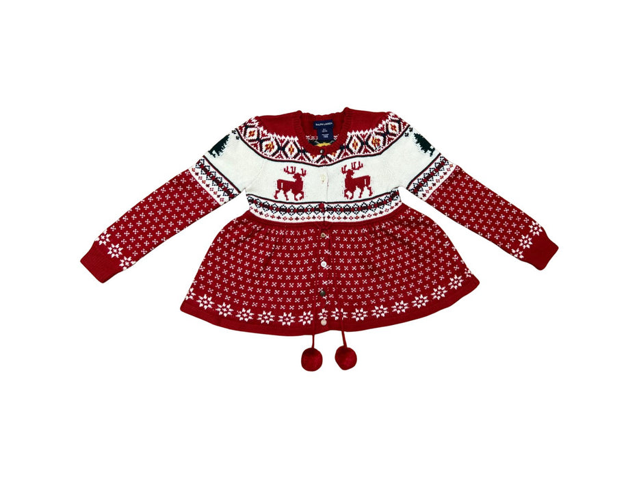 A Red Cardigans from Ralph Lauren in size 6T for girl. (Front View)
