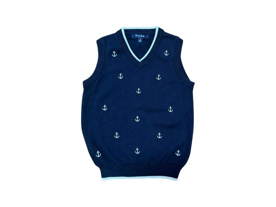 A Navy Sweater Vests from Brooks Brothers in size 7Y for boy. (Front View)