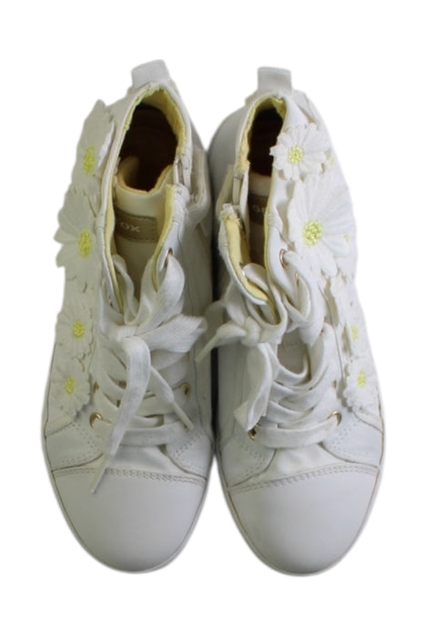 A White Sneakers from Geox in size 9Y for girl. (Back View)